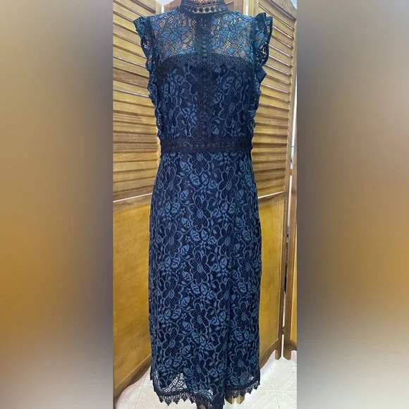knee length dresses for ladies ZARA Blue Lace Dress – Circular Clothing Co